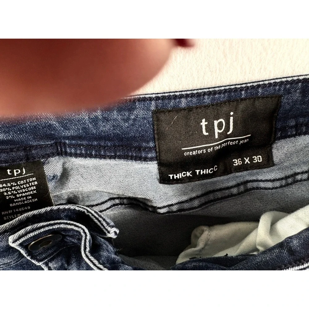 tpj The Perfect Jean Slim Thick Jeans Mens 36x30‎ Blue Denim Cotton Dark Wash
